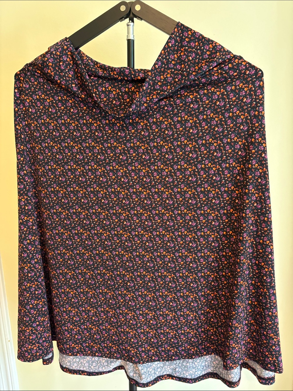 LuLaRoe Black A-Line Skirt with Pink & Orange Floral Print